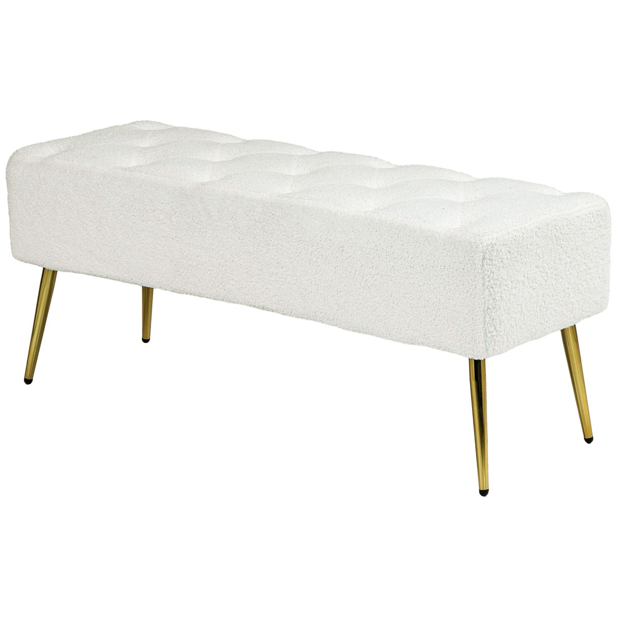 44" Upholstered End of Bed Bench with Padded Cushion - Cream White