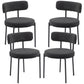 Set of 4 Corduroy Dining Chairs with Steel Legs - Black
