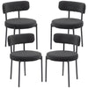Set of 4 Corduroy Dining Chairs with Steel Legs - Black