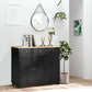 Modern Sideboard Buffet with Drawers and Shelves - Black