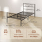 Metal Twin Platform Bed with Headboard and Storage - Black