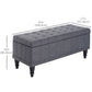 Storage Ottoman, Linen Fabric End of Bed Bench with Soft Close Lid, Button Tufted Storage Bench for Living Room, Entryway or Bedroom, 42" x 17" x 19", Grey