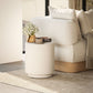 Terrazzo Finish Side Table, 17" Round End Table for Indoor and Outdoor, Cream White