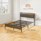 Queen Bed Frame with Charging Station and Storage - Walnut