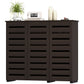 Narrow Shoe Cabinet with Slatted Doors, Adjustable Shelves for 20 Pairs of Shoes, Shoe Cabinet for Entryway, Dark Brown