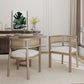 Set of 2 Dining Chairs with Rattan Round Backrest, Upholstered Seats, Dining Seats for Kitchen, 22.5" L x 22" W x 29.5" H, Beige+Natural Ash