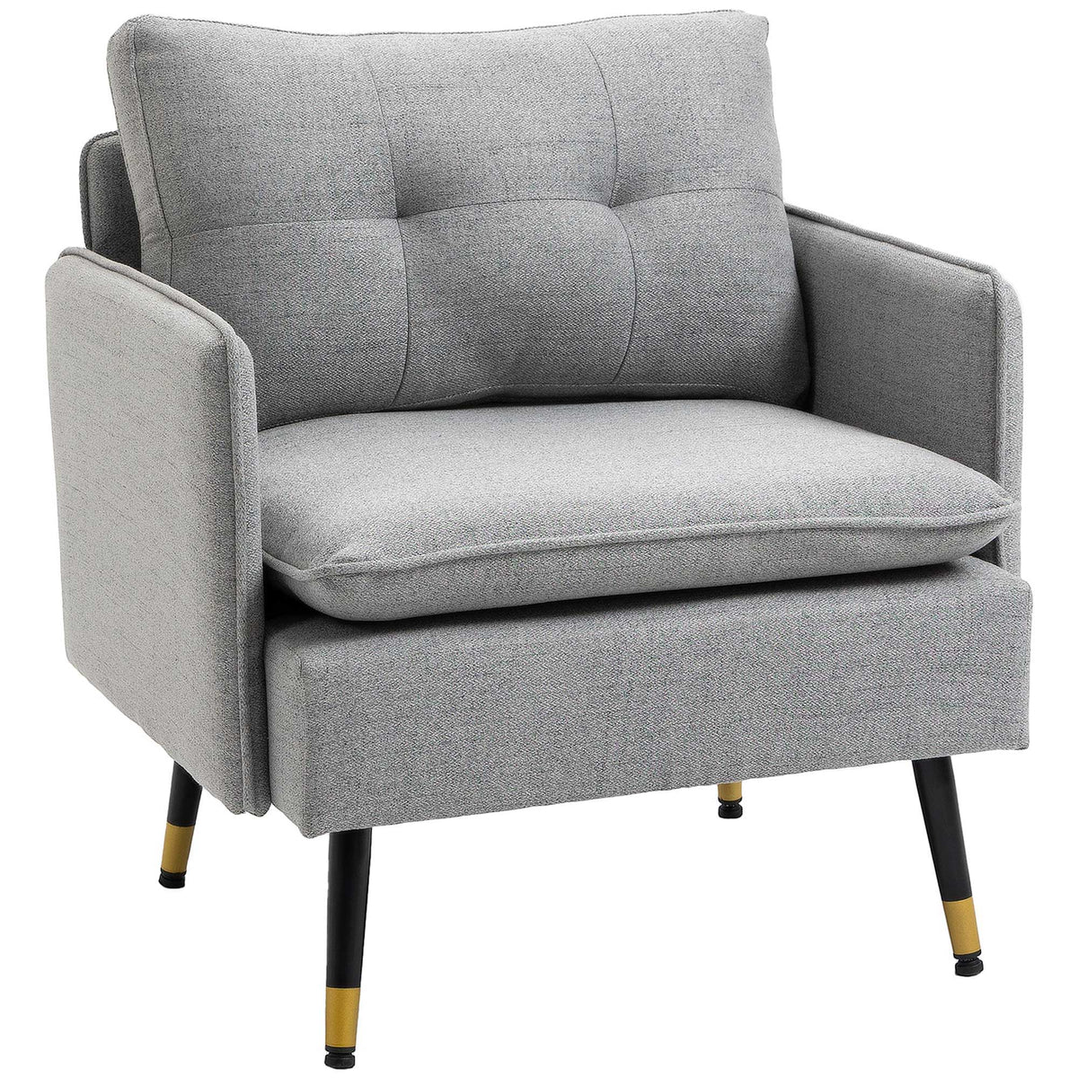 Tufted Accent Chair with Steel Legs - Grey