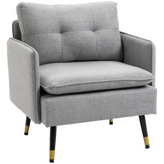 Tufted Accent Chair with Steel Legs - Grey