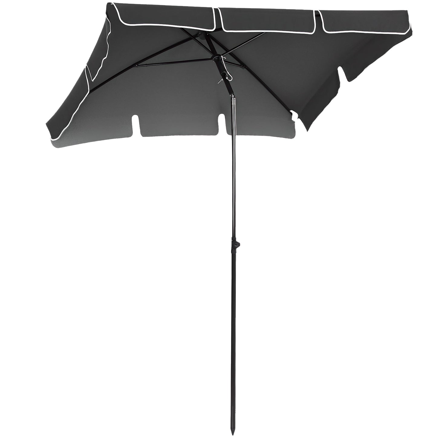 6.5x4ft Rectangle Patio Umbrella Aluminum Tilt Adjustable Garden Parasol Sun Shade Outdoor Canopy Grey