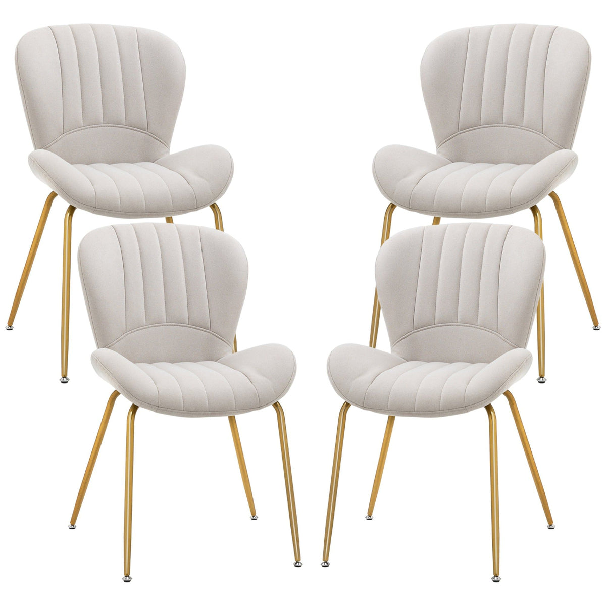 Cushioned Dining Chairs Set of 4 - Cream White
