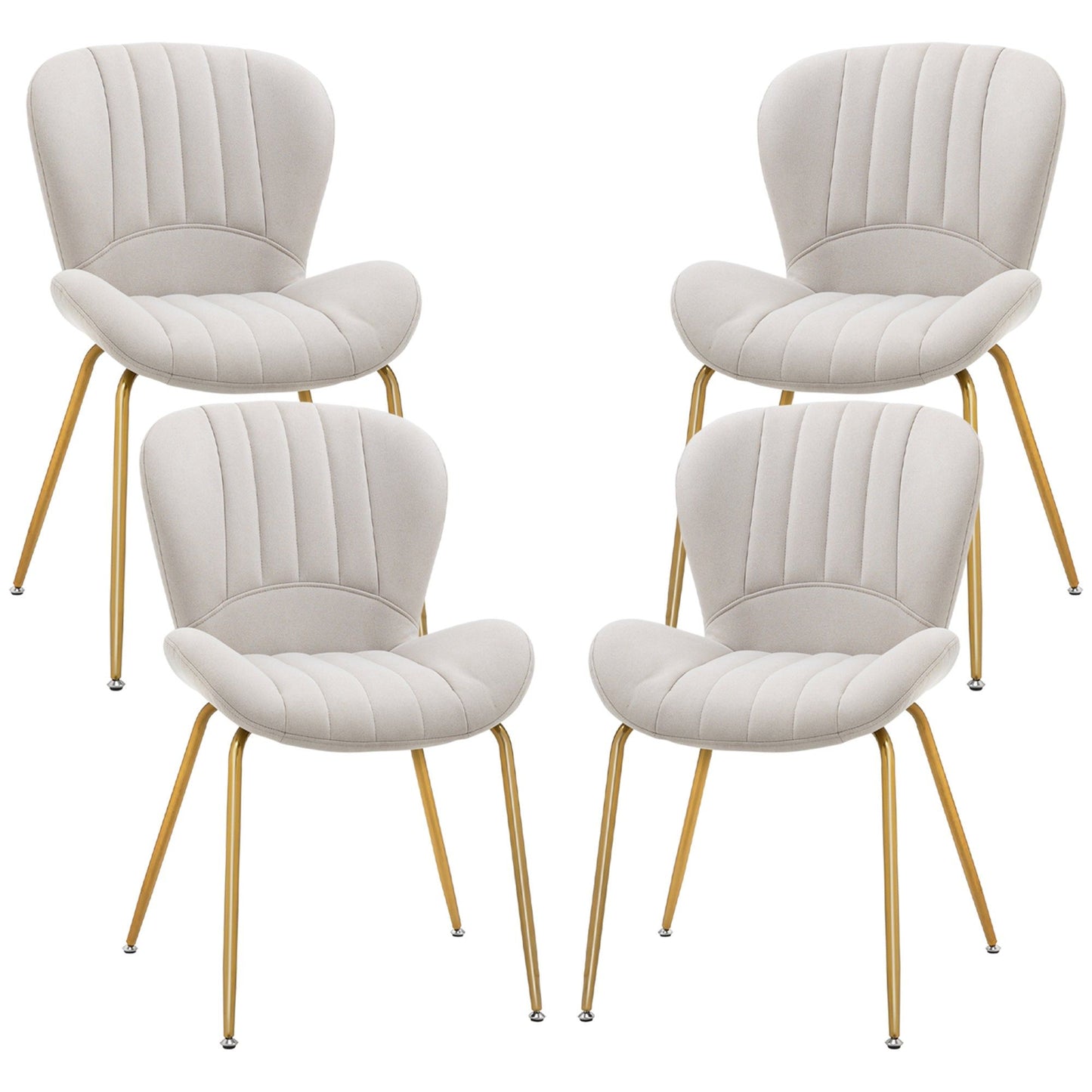 Cushioned Dining Chairs Set of 4 - Cream White