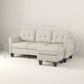 Small Corner Sofa, 3 Seater Sectional Couch with Ottoman, Corner Sofa with Thick Padded Cushion and Wood Legs, Beige