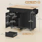 Kitchen Island Cart with Drop Leaf and Charging Station - Black
