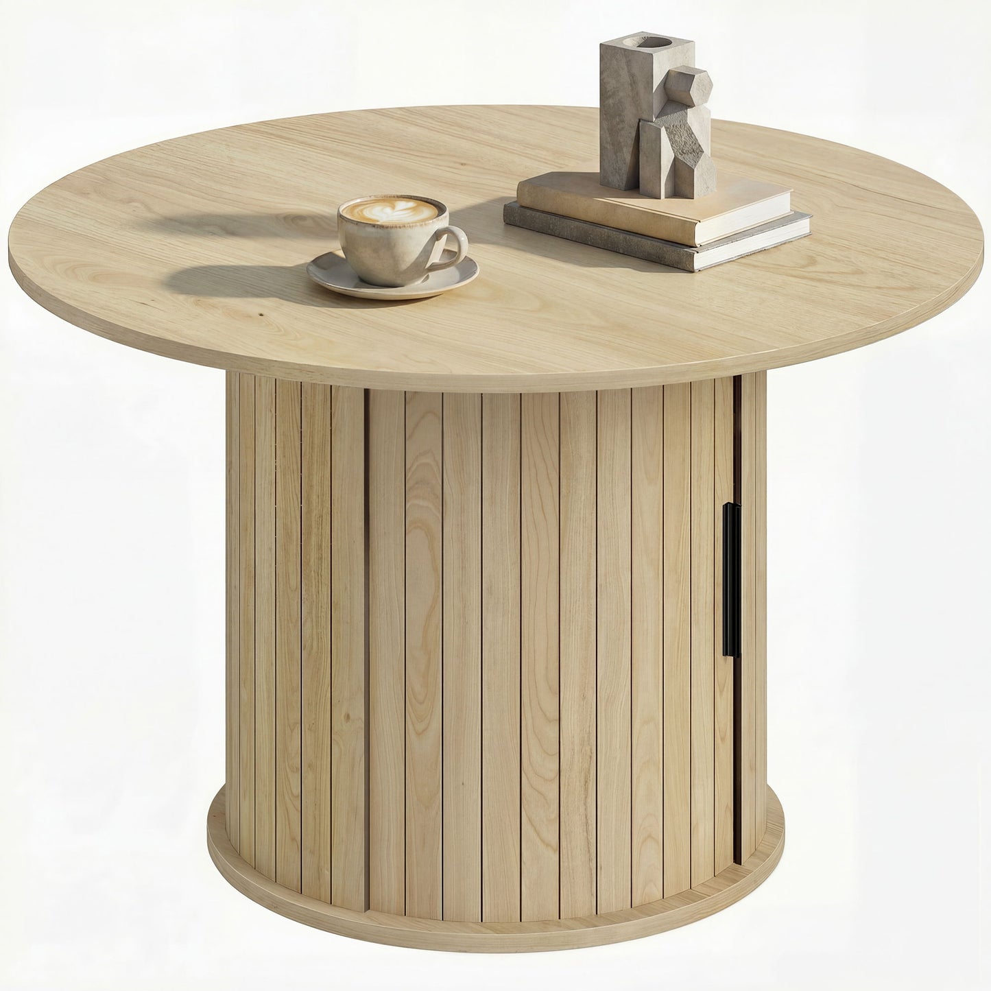 Round Coffee Table, 31.5" Center Table, Natural Wood