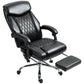 6-Point Massage Office Chair with Footrest - Black
