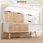 35" Sideboard Storage Cabinet with Drawer, White and Nature Wood