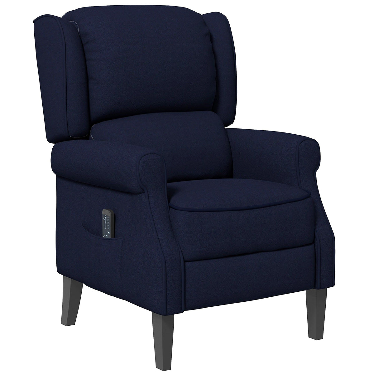 Push-Back Massage Recliner with Footrest - Blue