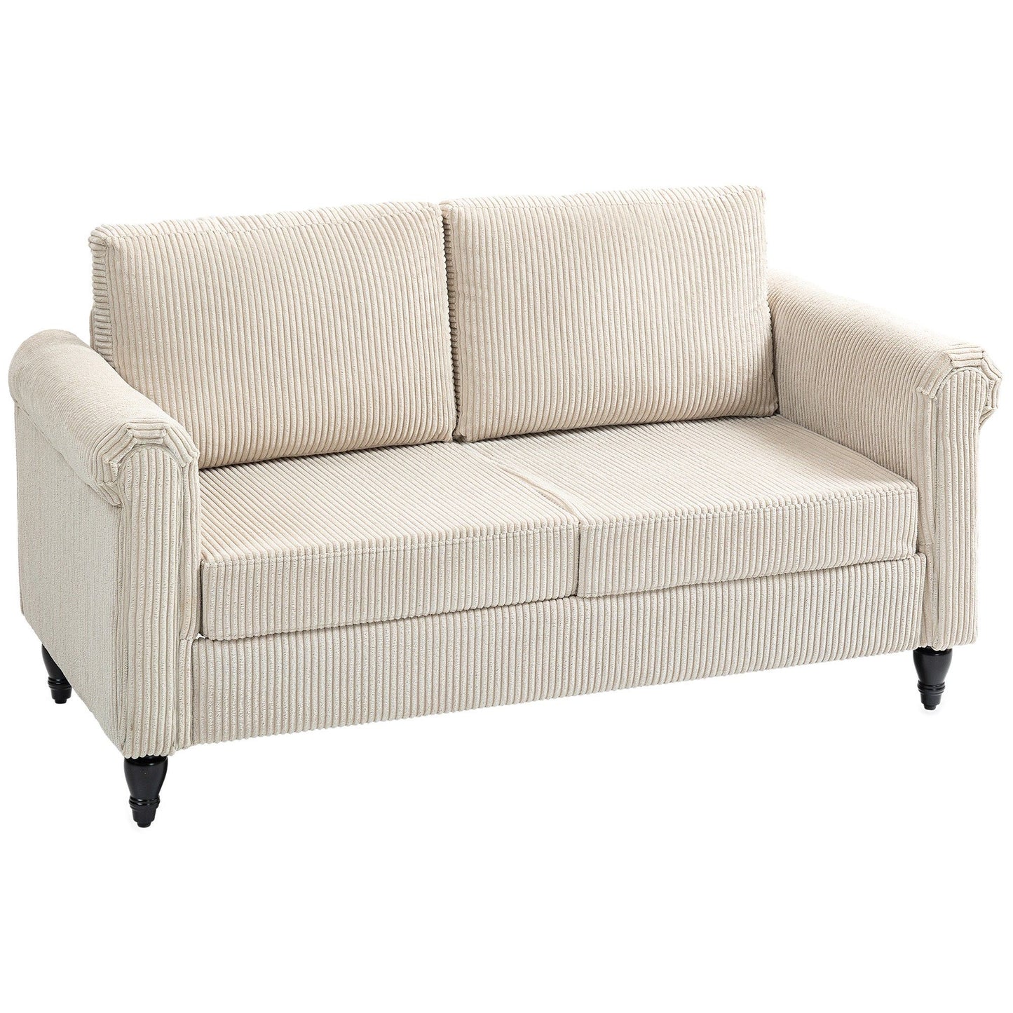 Vintage 2-Seater Loveseat Sofa with Rolled Arms - Beige