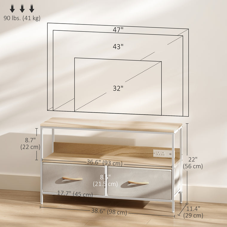 TV Stand with Charging Station and 2 Drawers