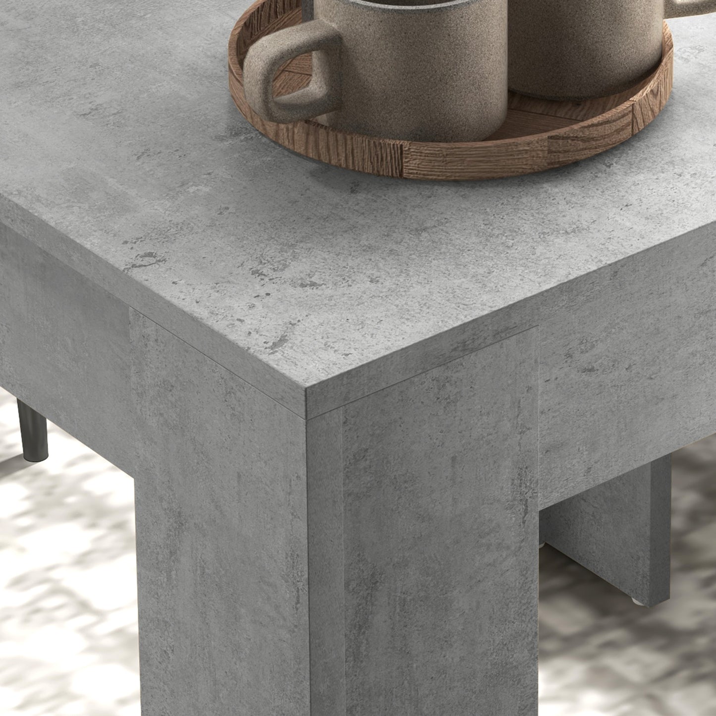 Dining Table Set for 2, Square Kitchen Table and Chairs, Dining Room Table and PU Leather Upholstered Chairs, Grey