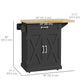 Foldable Rolling Kitchen Island with Drop-Leaf Top - Black