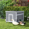 Duck Coop, Wooden Chicken House Rabbit Hutch with Openable Roof, Removable Floor, Double Doors, Ramp, Grey