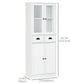 61" Kitchen Pantry Cabinet with Glass Doors - White