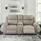 Lavenhorne - Pebble - Dbl Reclining Loveseat W/Console - Faux Leather