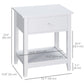 End Table with Drawer and Storage Shelf - White