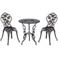 3 Pieces Aluminum Bistro Set, Bistro Table Set Outdoor Patio Furniture with Umbrella Hole, Patio Table and Chairs with Floral Patterns for Garden, Balcony, Porch, Bronze