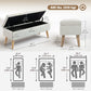 Storage Ottoman with Lid, Velvet Upholstered Storage Bench with Wood Legs for Living Room, Cream White