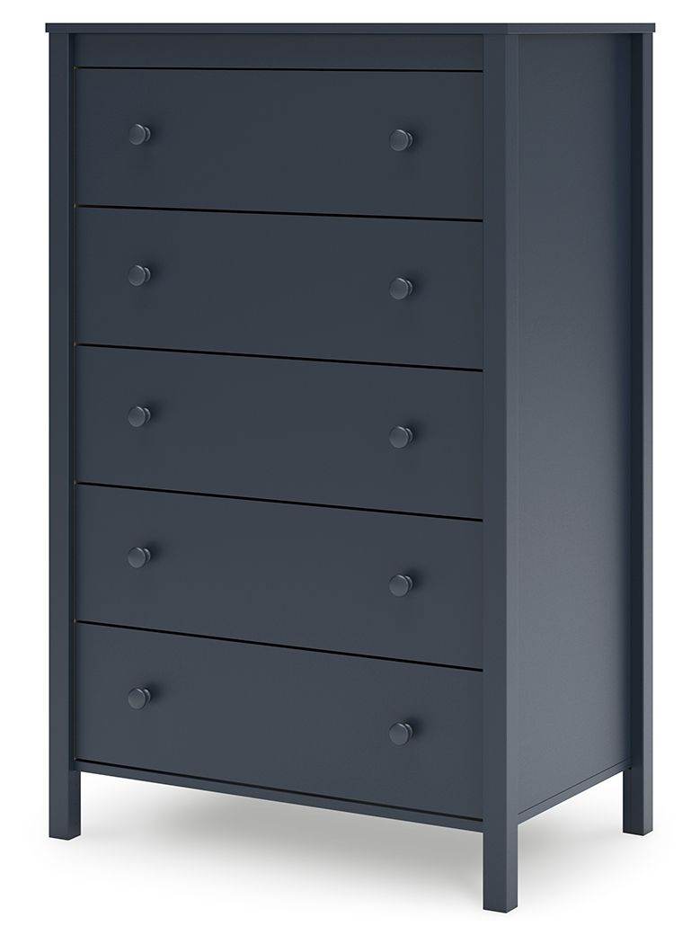 Simmenfort - Navy Blue - Five Drawer Chest - Forward Furniture