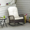 Rattan Rocking Chair, Outdoor Wicker Patio Rocker Chair Furniture with Thick Cushions, for Garden Backyard Porch, Cream White
