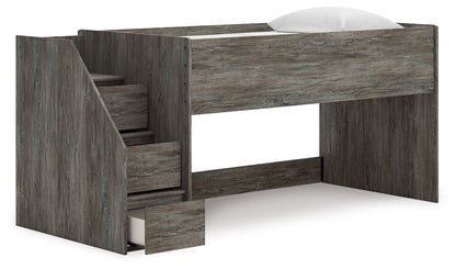 Frandern - Twin Loft Bed With Left Storage Steps - Gray