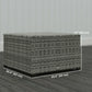 24.4" Patio Wicker Coffee Table, PE Rattan Outdoor Side Table with Tempered Glass Top, Light Grey