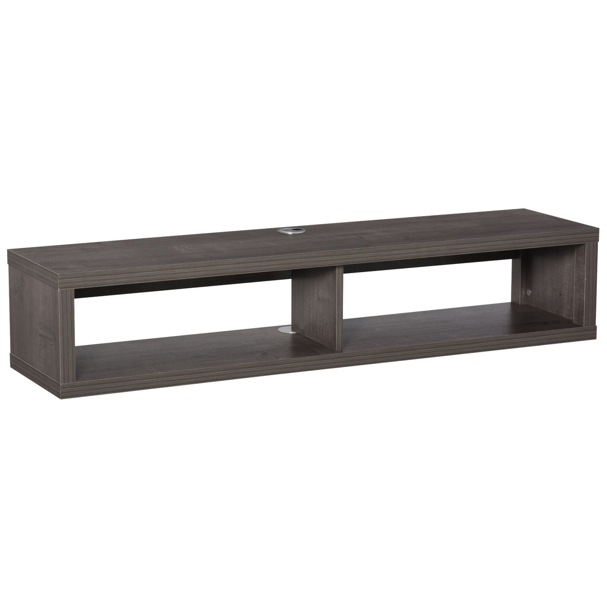 Floating TV Stand Shelf for 50" TVs, Wall Mounted Entertainment Center for Living Room, Bedroom, Media Console with Storage Shelf for Audio, Video, Dark Grey Wood Grain
