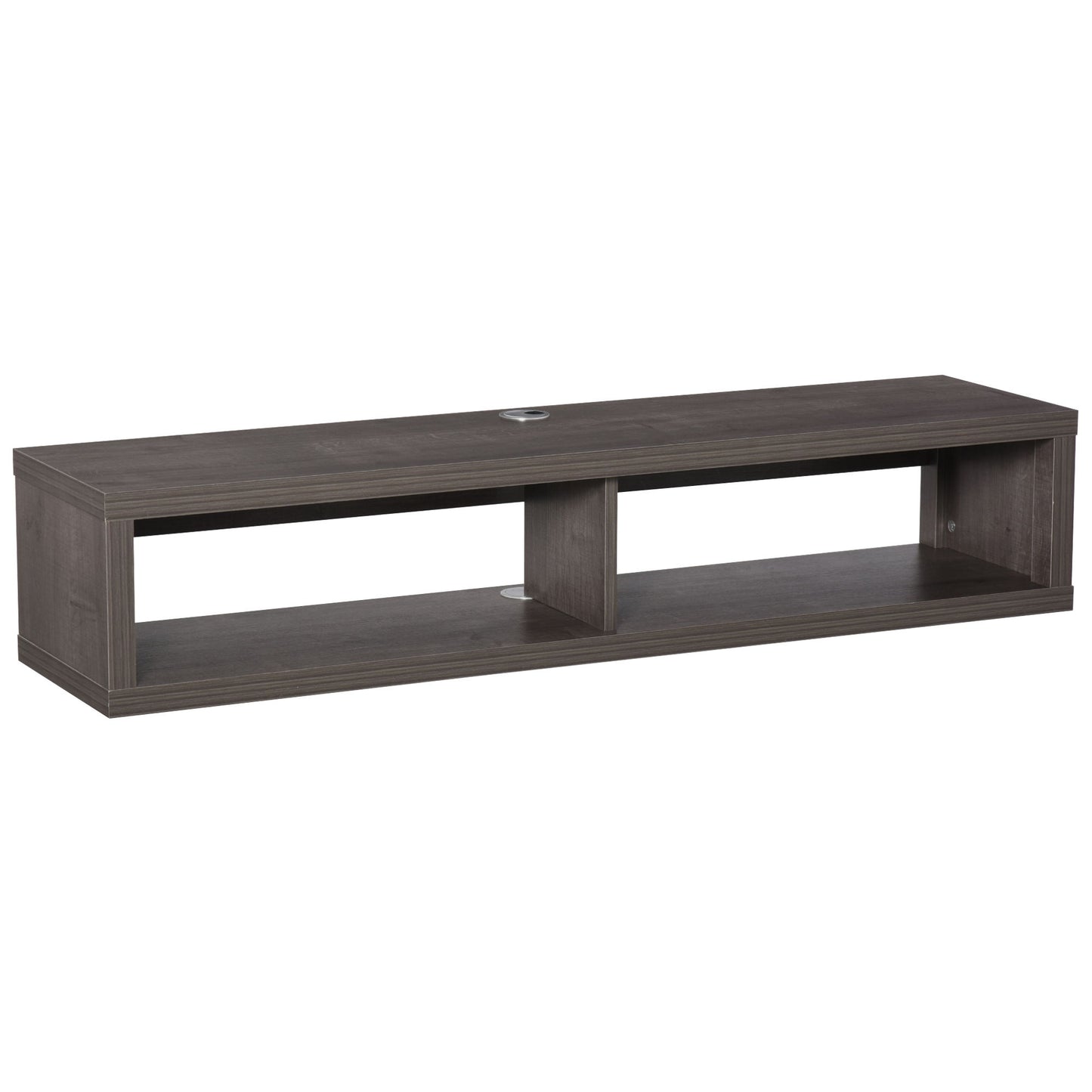 Floating TV Stand Shelf for 50" TVs, Wall Mounted Entertainment Center for Living Room, Bedroom, Media Console with Storage Shelf for Audio, Video, Dark Grey Wood Grain