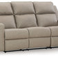 Lavenhorne - Pebble - Reclining Sofa W/ Drop Down Table - Faux Leather