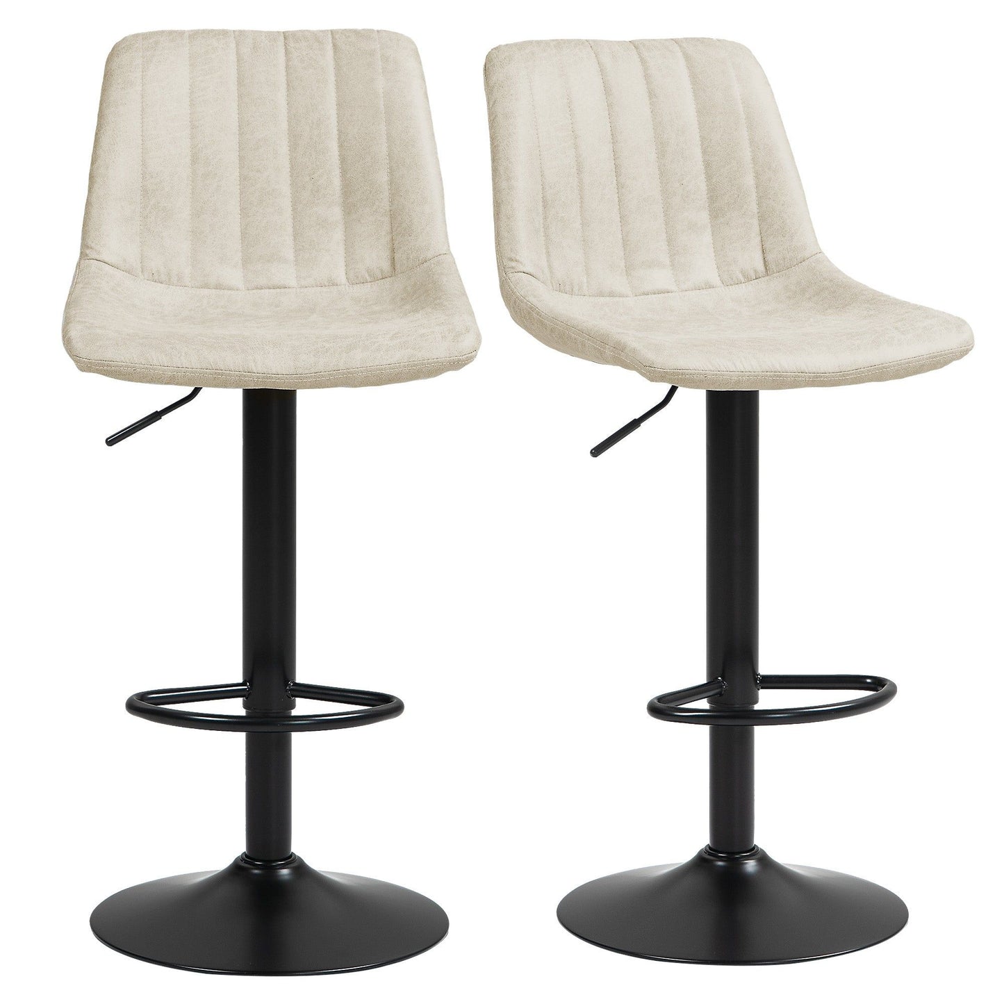 Counter Height Swivel Bar Stools Set of 2, Leathaire - White