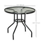 31.5" Round Outdoor Dining Table Coffee Side Bistro Table with Umbrella Hole, Glass Top, Steel Frame for Garden, Patio