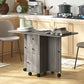 Foldable Dining Table, Rolling Kitchen Table with Storage Drawers and Cabinet, Drop Leaf Table on Wheels, Grey