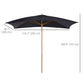7' x 10' Wooden Patio Umbrella Rectangle Garden Parasol Outdoor Sunshade Canopy with Bamboo Ribs for Garden Black