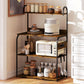 Baker's Rack with Charing Station, Microwave Shelf with Power Outlet, USB Charger and 4 Hooks, Rustic Brown