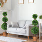 2 Pack 35.5" Artificial Trees, Boxwood Topiary Ball Trees with Pot for Indoor, Outdoor, Home Office, Living Room, Green