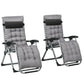 Folding Garden Chairs Set of 2, Reclining Zero Gravity Chair, Sun Lounger with Cushion and Headrest, Dark Grey