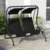 2-Seater Outdoor Porch Swing with Canopy, Patio Swing Chair for Garden, Poolside, Backyard, Black
