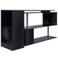 55" Corner Computer Desk, 360° Rotating L-Shaped Desk, Home Office Workstation with 3-Tier Shelves, Bookshelf, Black