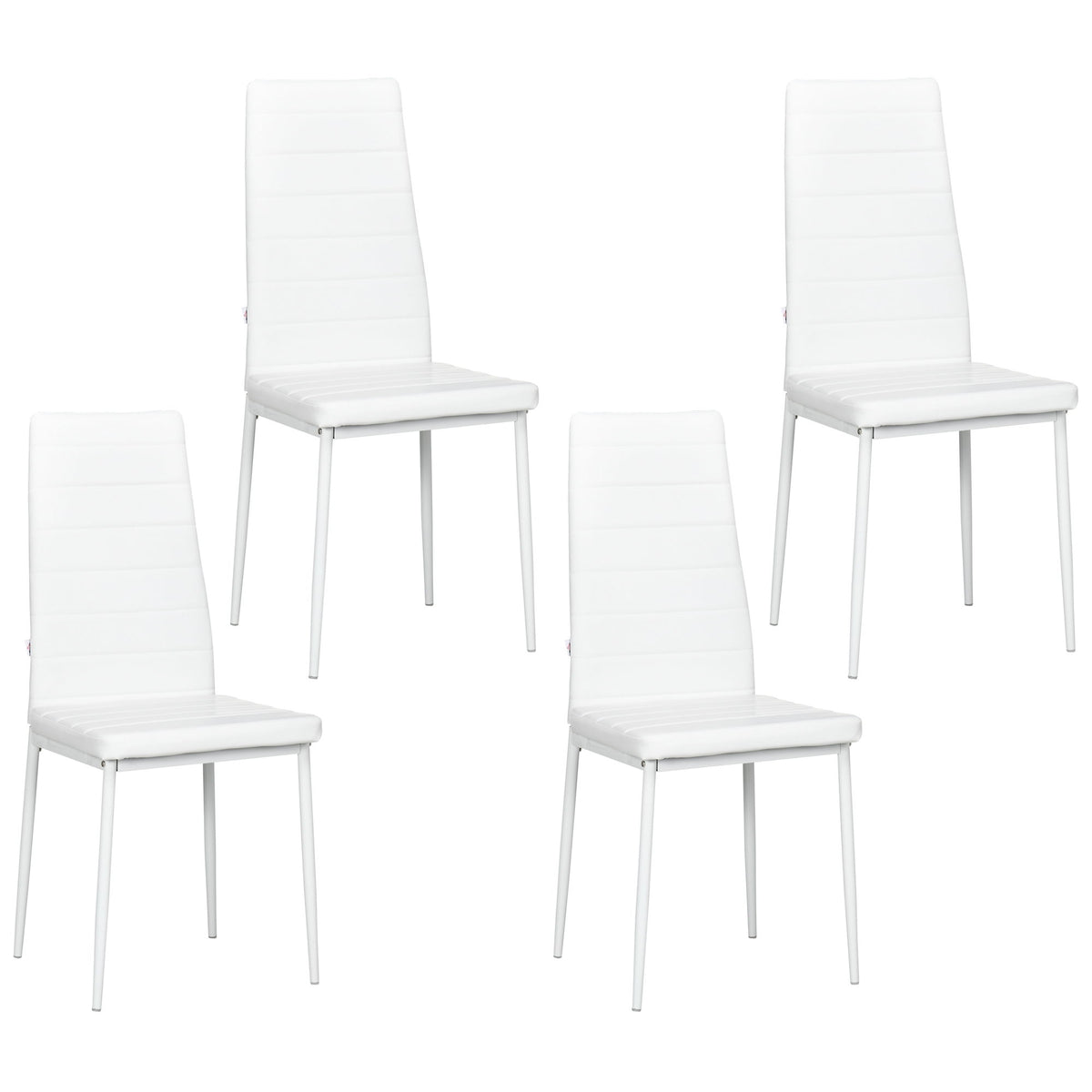 Modern Dining Chairs, Set of 4, High Back PU leather Upholstery and Metal Legs for the Living Room, Kitchen, Home Office, White