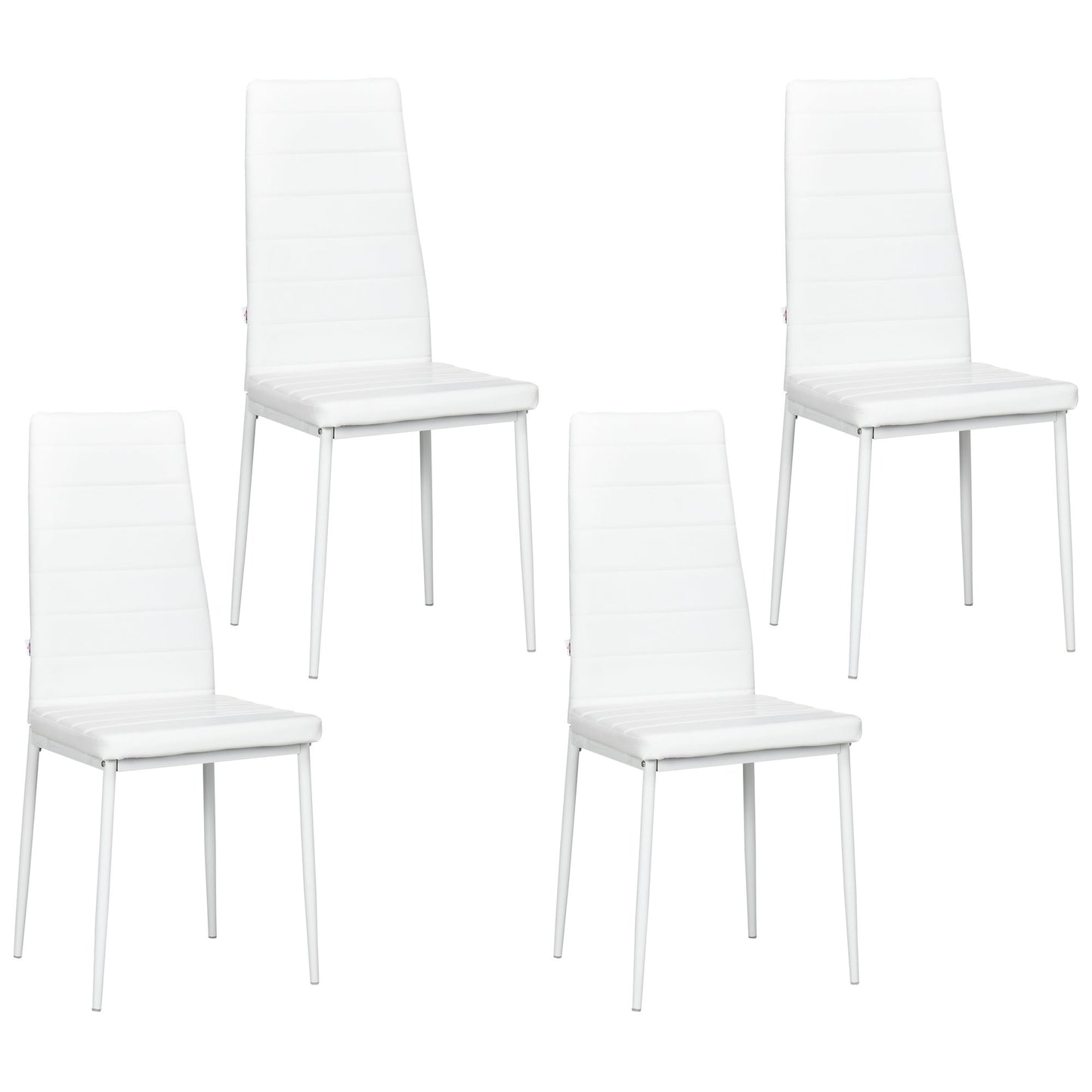 Modern Dining Chairs, Set of 4, High Back PU leather Upholstery and Metal Legs for the Living Room, Kitchen, Home Office, White