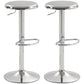 Steel Bar Stools Set of 2, Adjustable Counter Height Round Breakfast Barstools, Industrial Swivel Bar Chairs, Silver